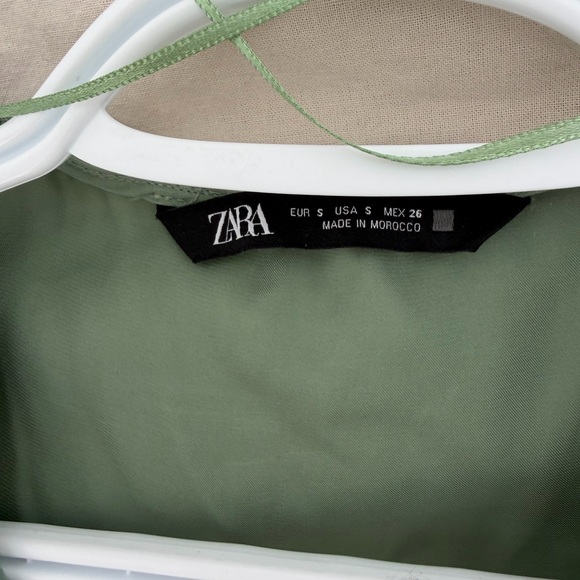 Zara Olive Satin Bow Blouse - Picture 3 of 4